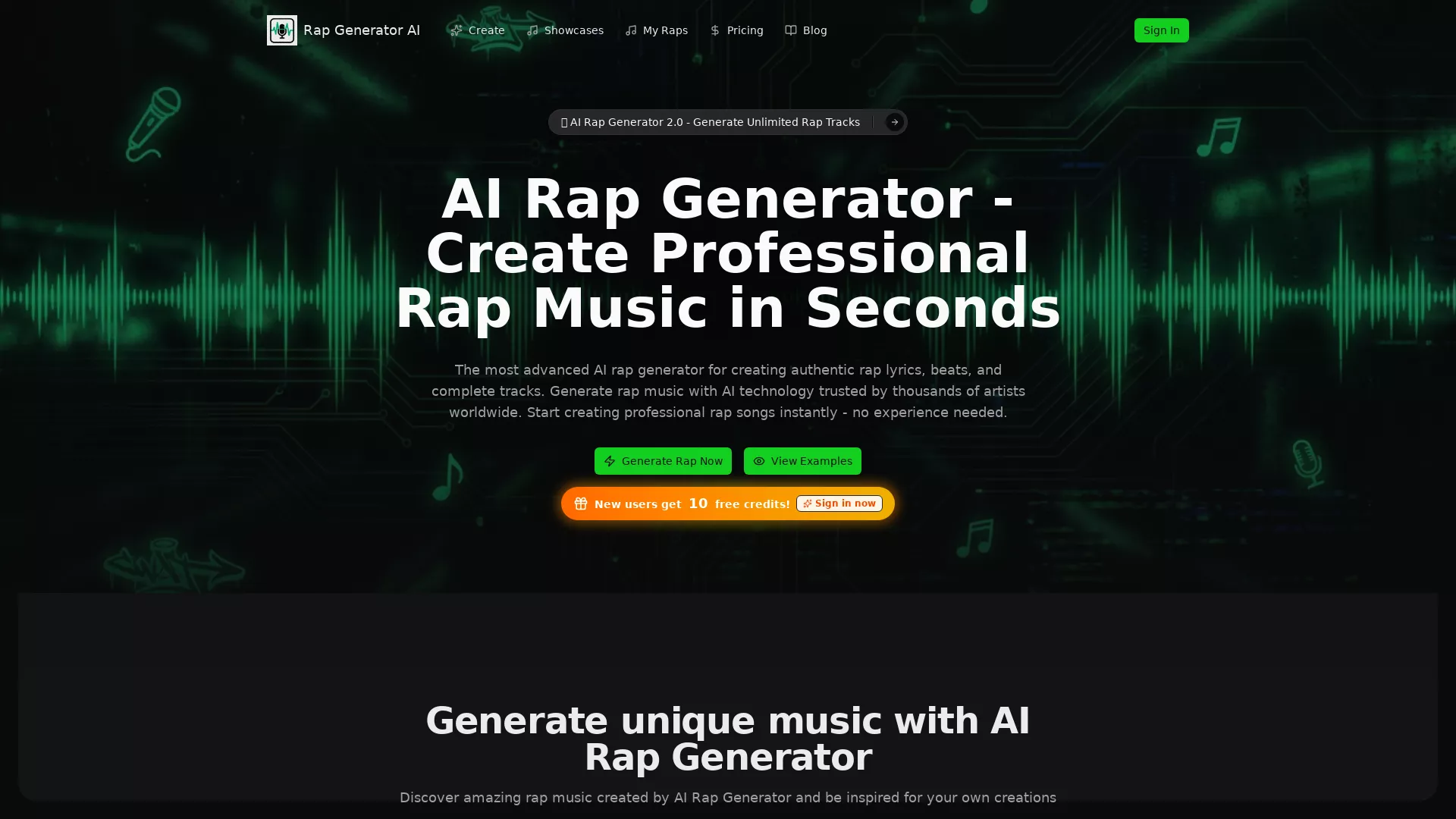 AIRapGenerator - AI Music Generation Website Screenshot
