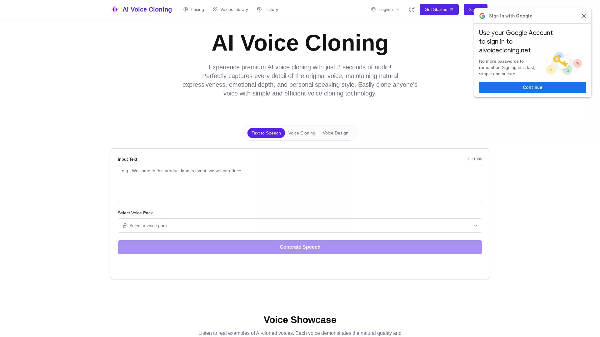 AIVoiceCloning - AI Voice Cloning Software Website Screenshot