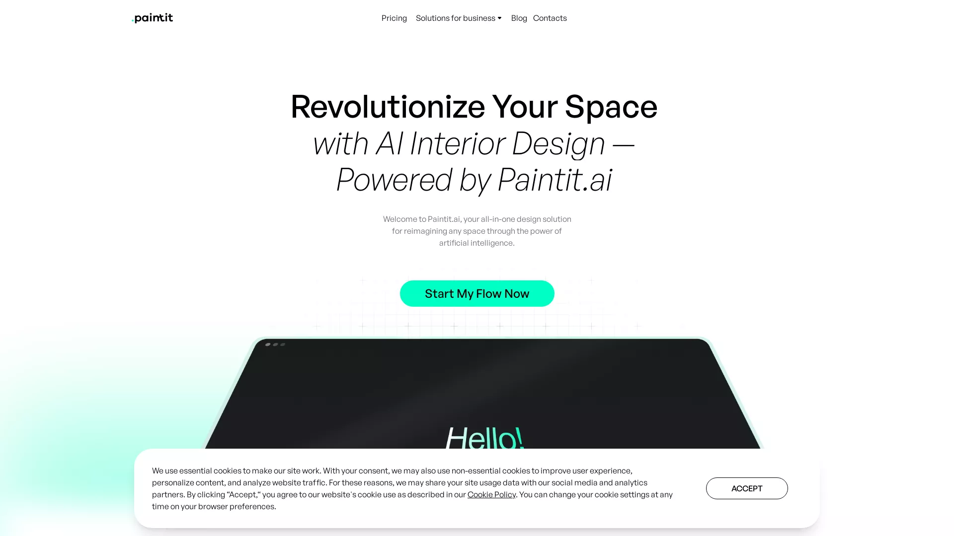 PaintitAI - AI InteriorDesignVirtualStaging Website Screenshot