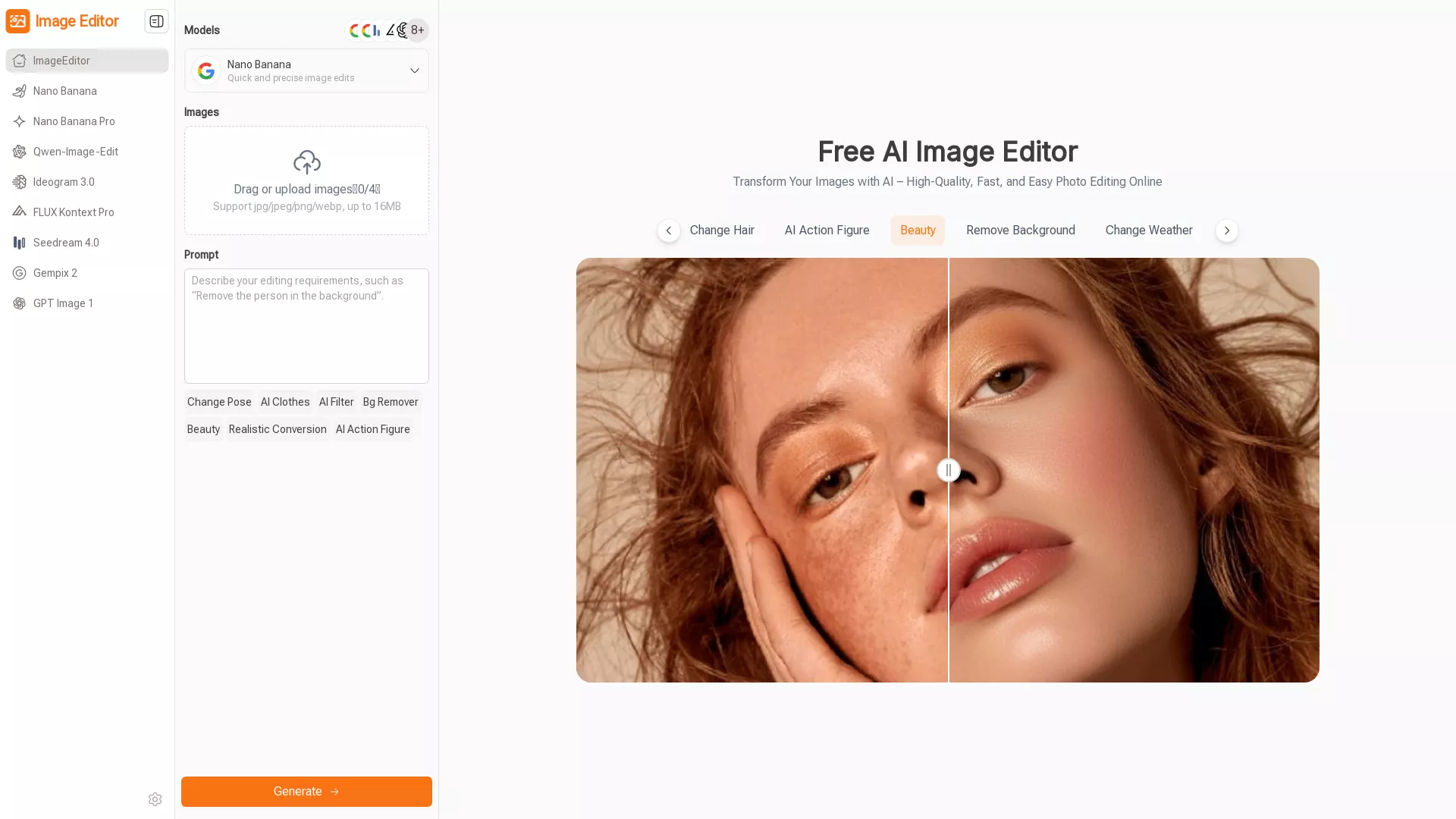 ImageEditor - AI Photo Editing Tool Website Screenshot