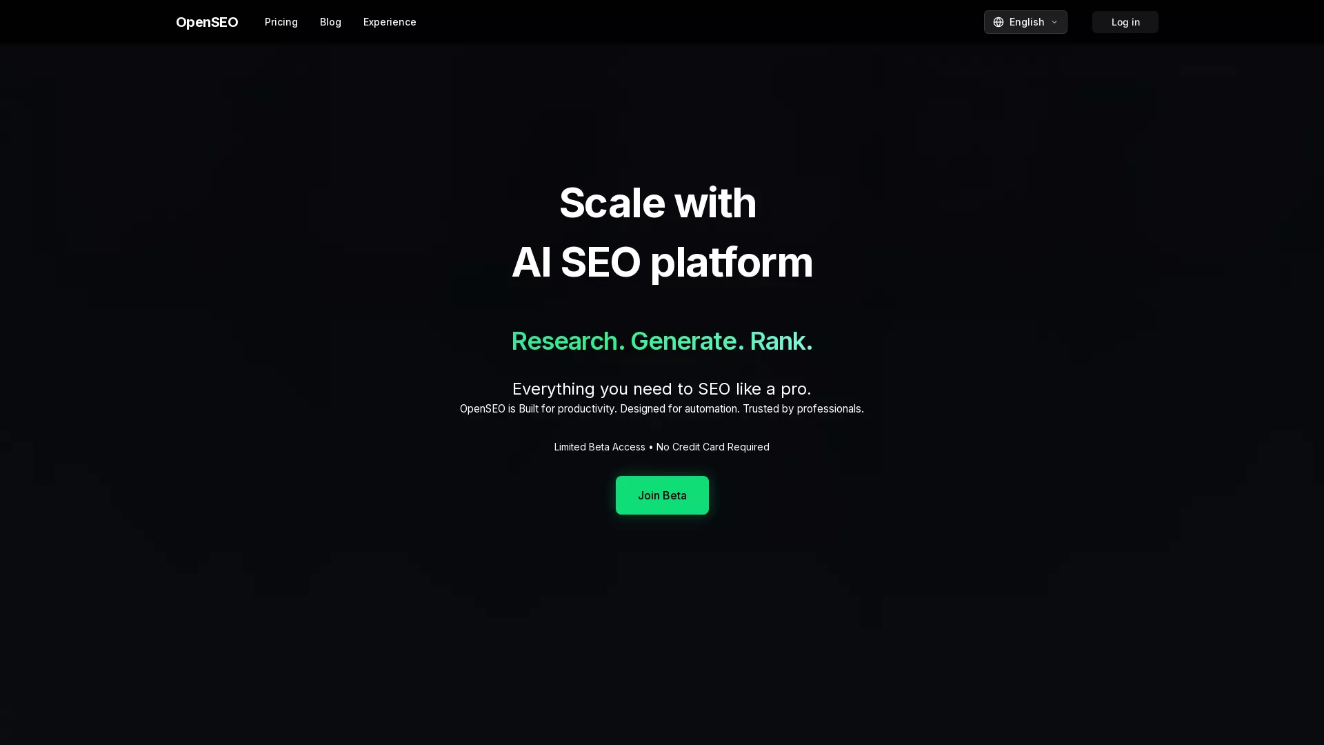 OpenSEO - AI SEO Tool Website Screenshot