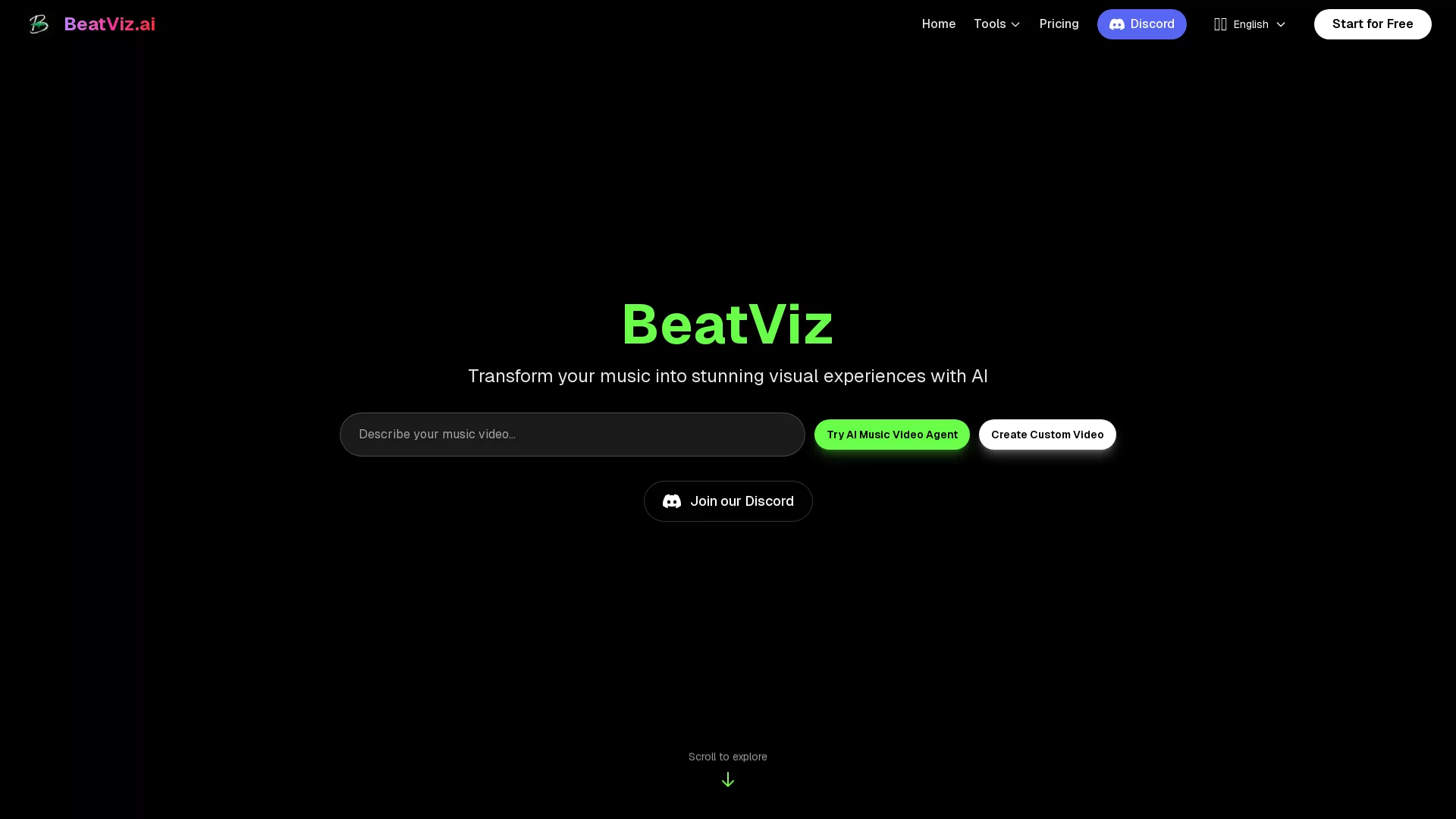 BeatViz AI MV Generator - AI Music Video Generation Tool Website Screenshot