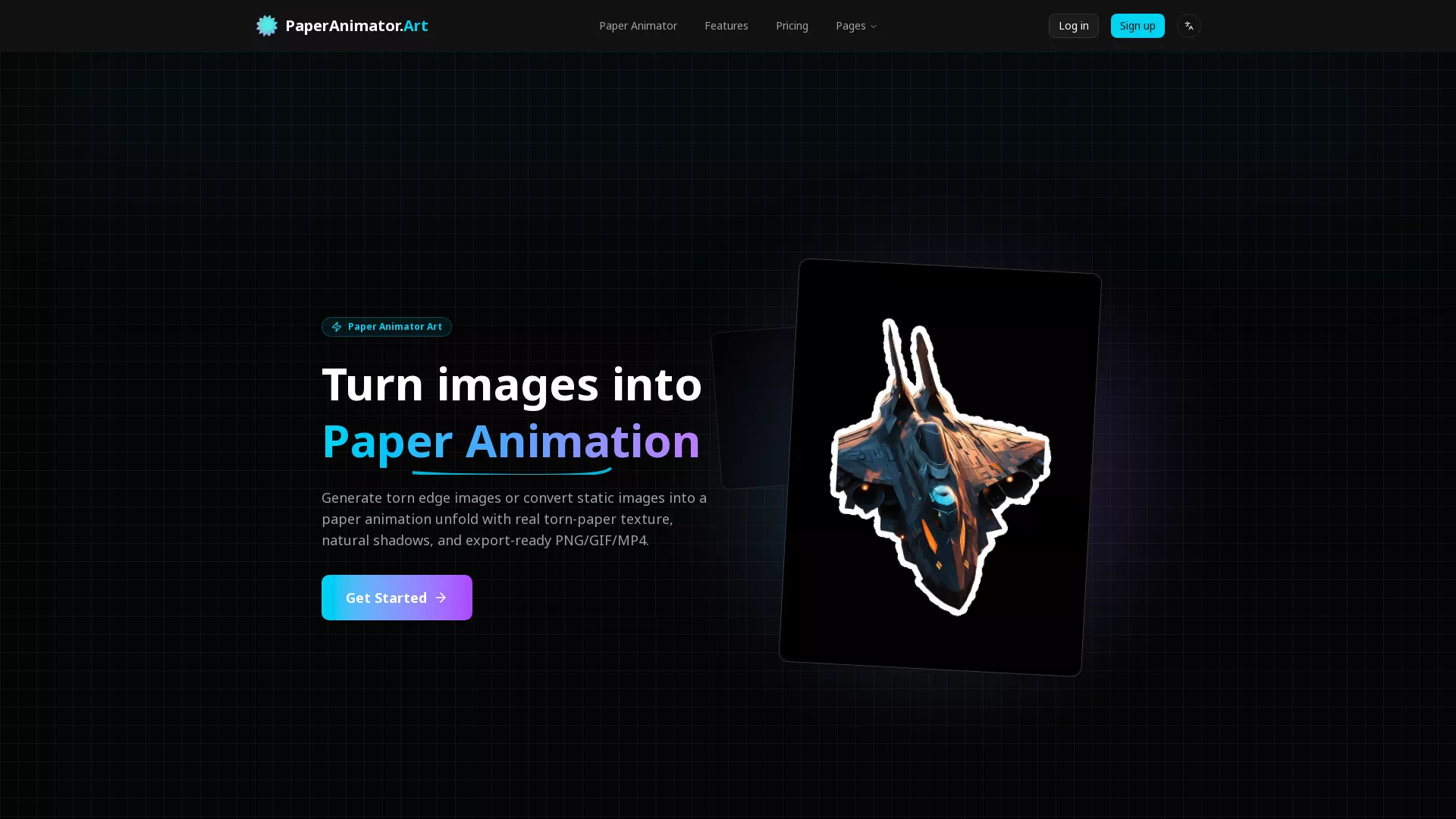 PaperAnimatorArt - AI Paper Animation Studio Website Screenshot