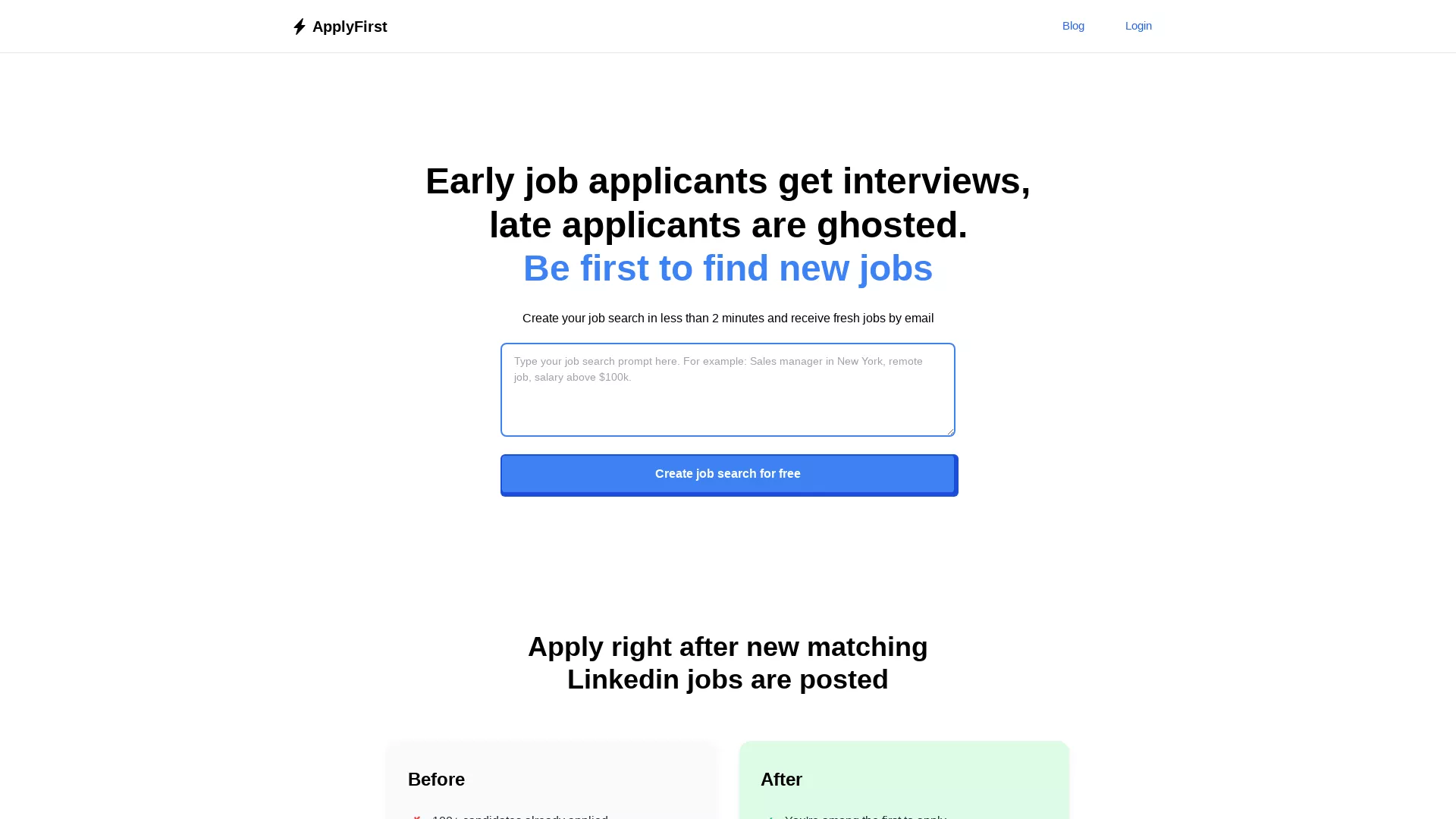 ApplyFirst - AI Job Search Automation Website Screenshot