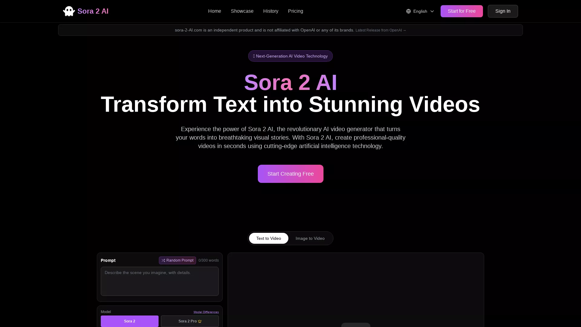 Sora2AIMaker - AI Video Generation Tool Website Screenshot