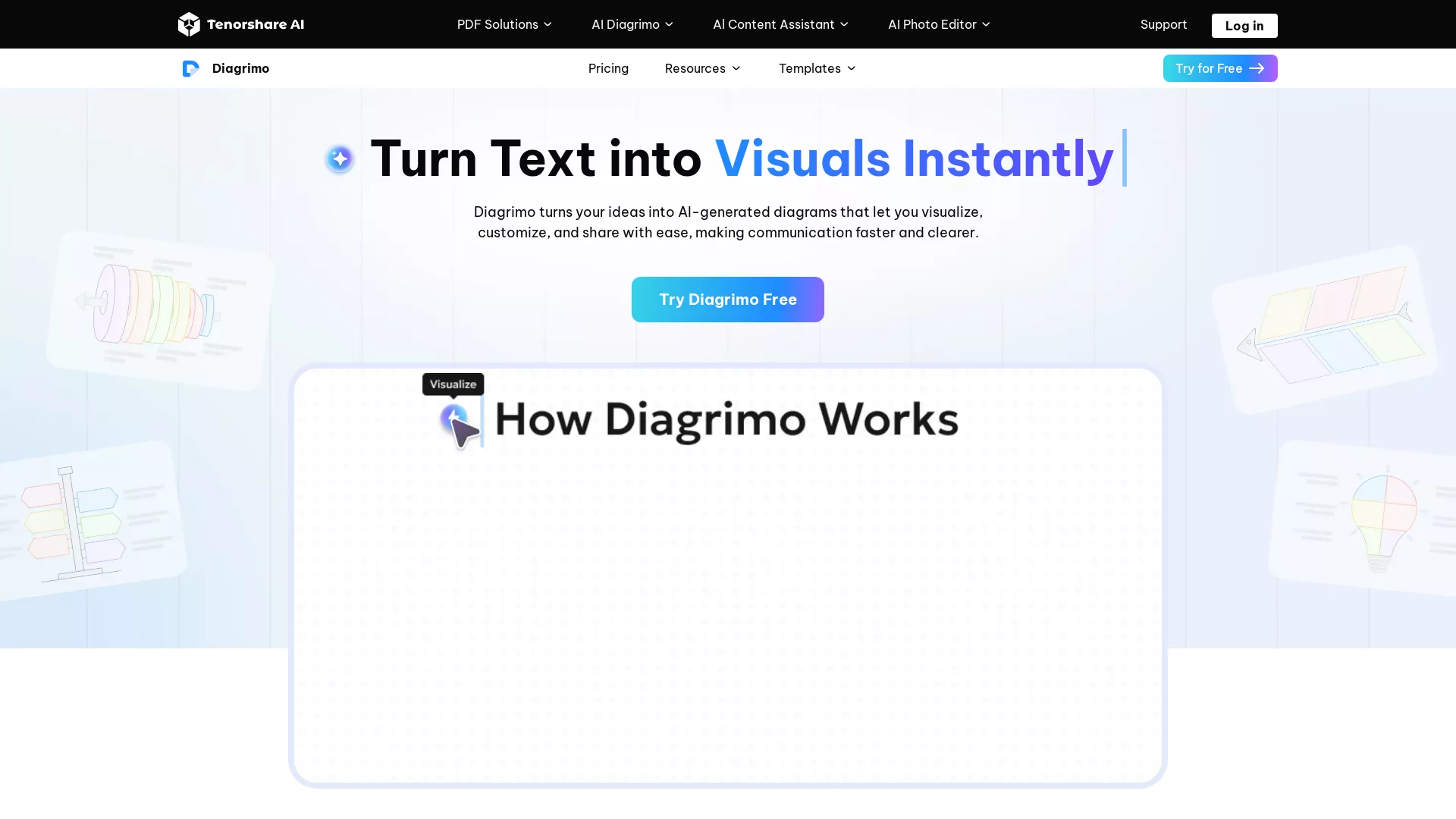 Diagrimo - AI Diagram Maker Website Screenshot