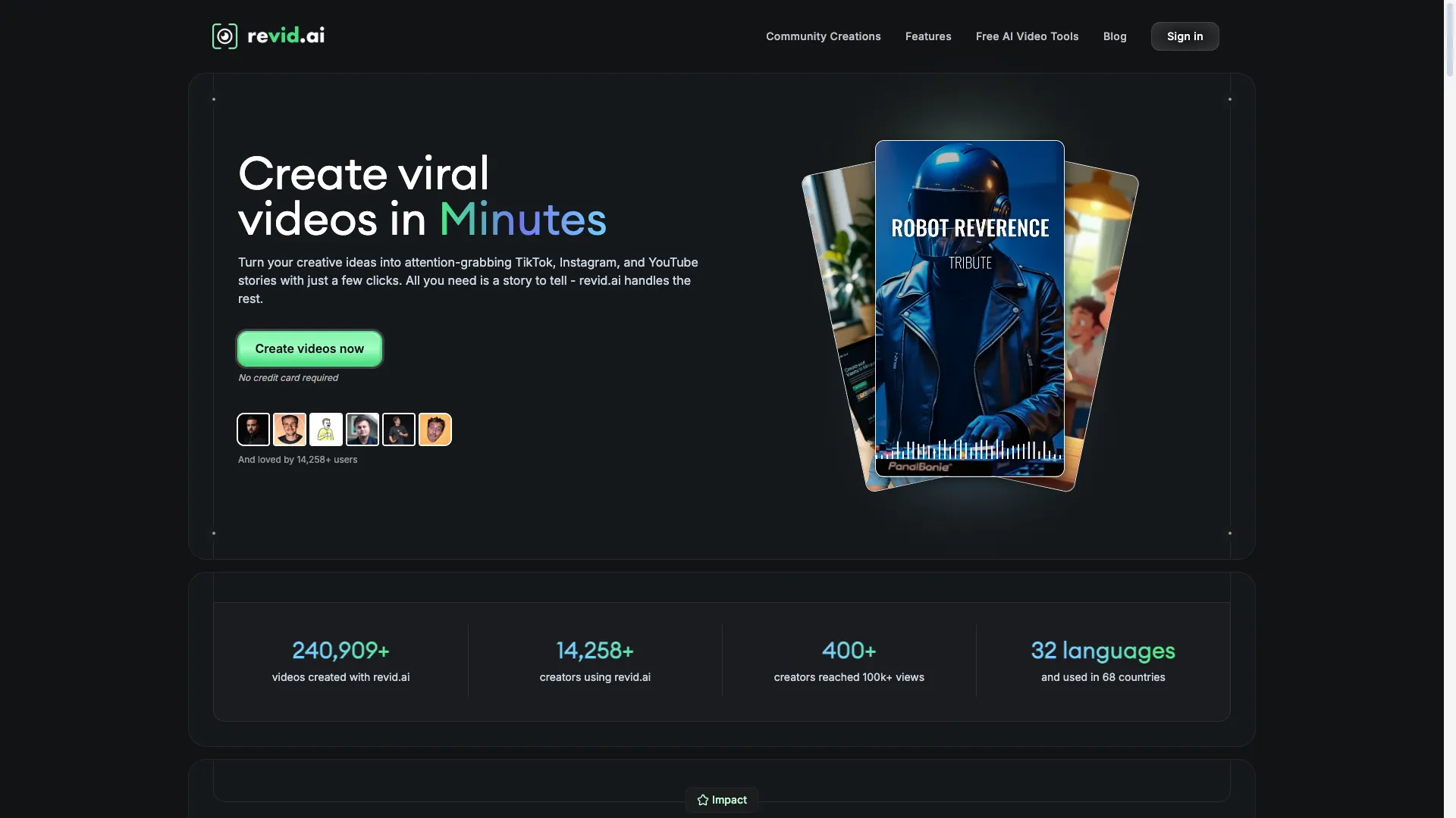 Revid AI - Revid AI Website Screenshot