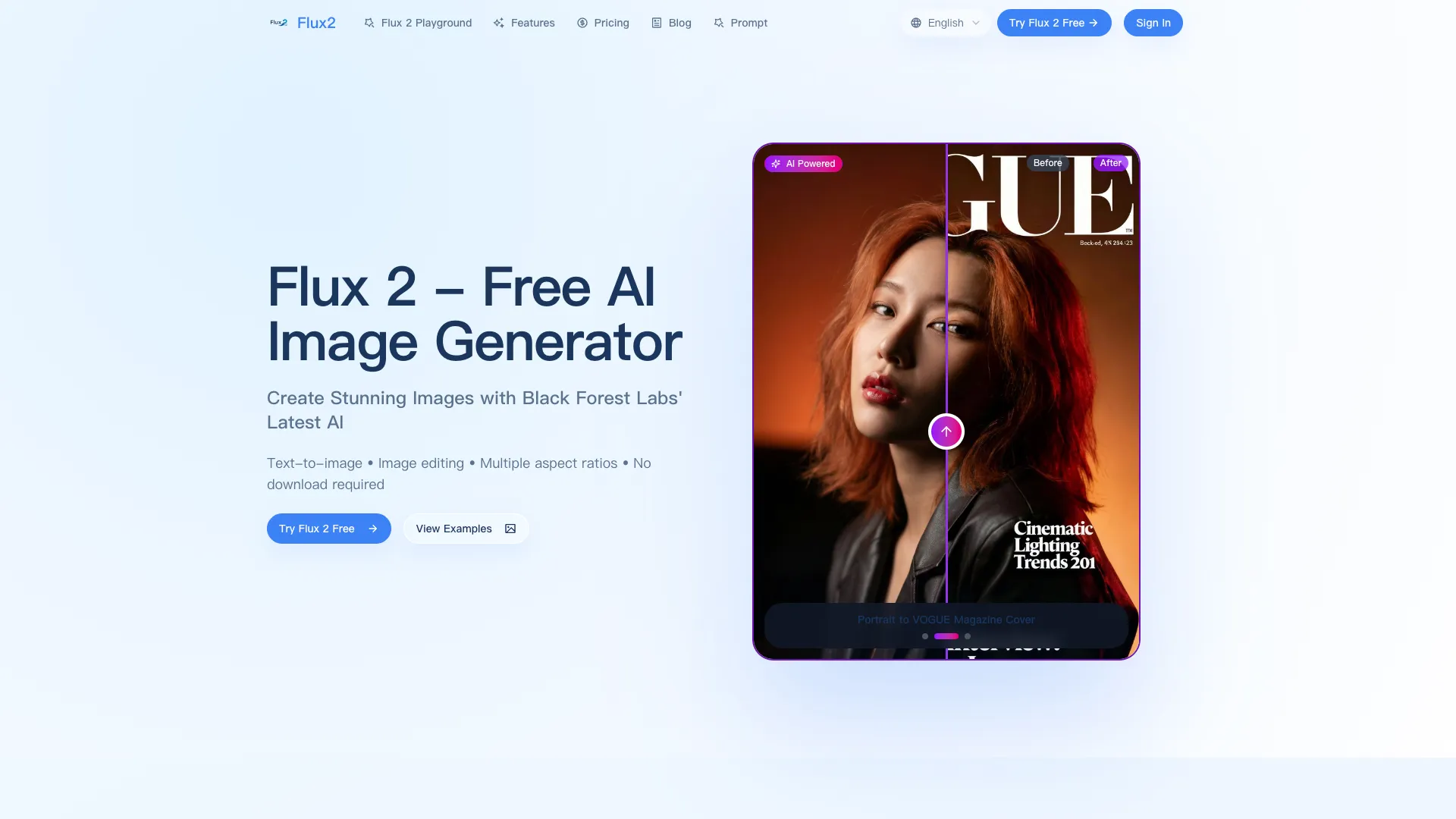 Flux2 - AI Image Generation Tool Website Screenshot