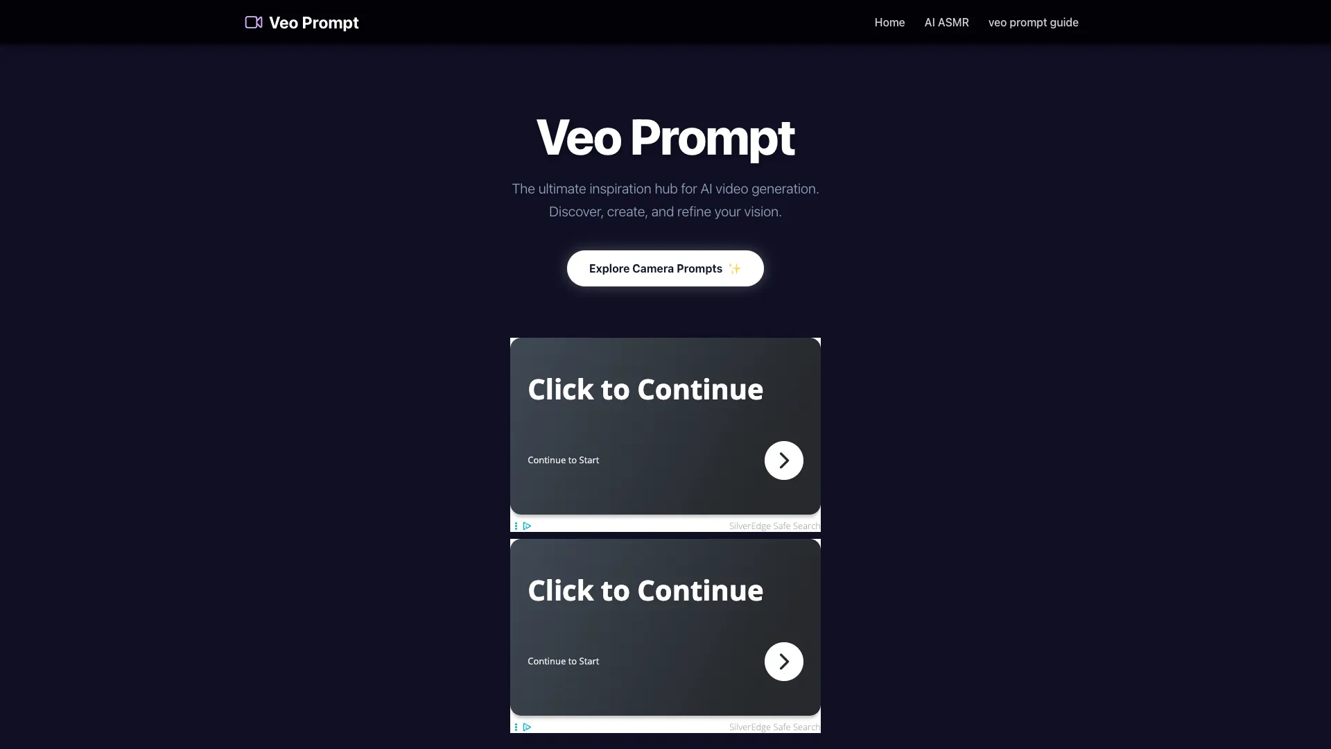 VeoPrompt - AI Video Prompt Generator Website Screenshot