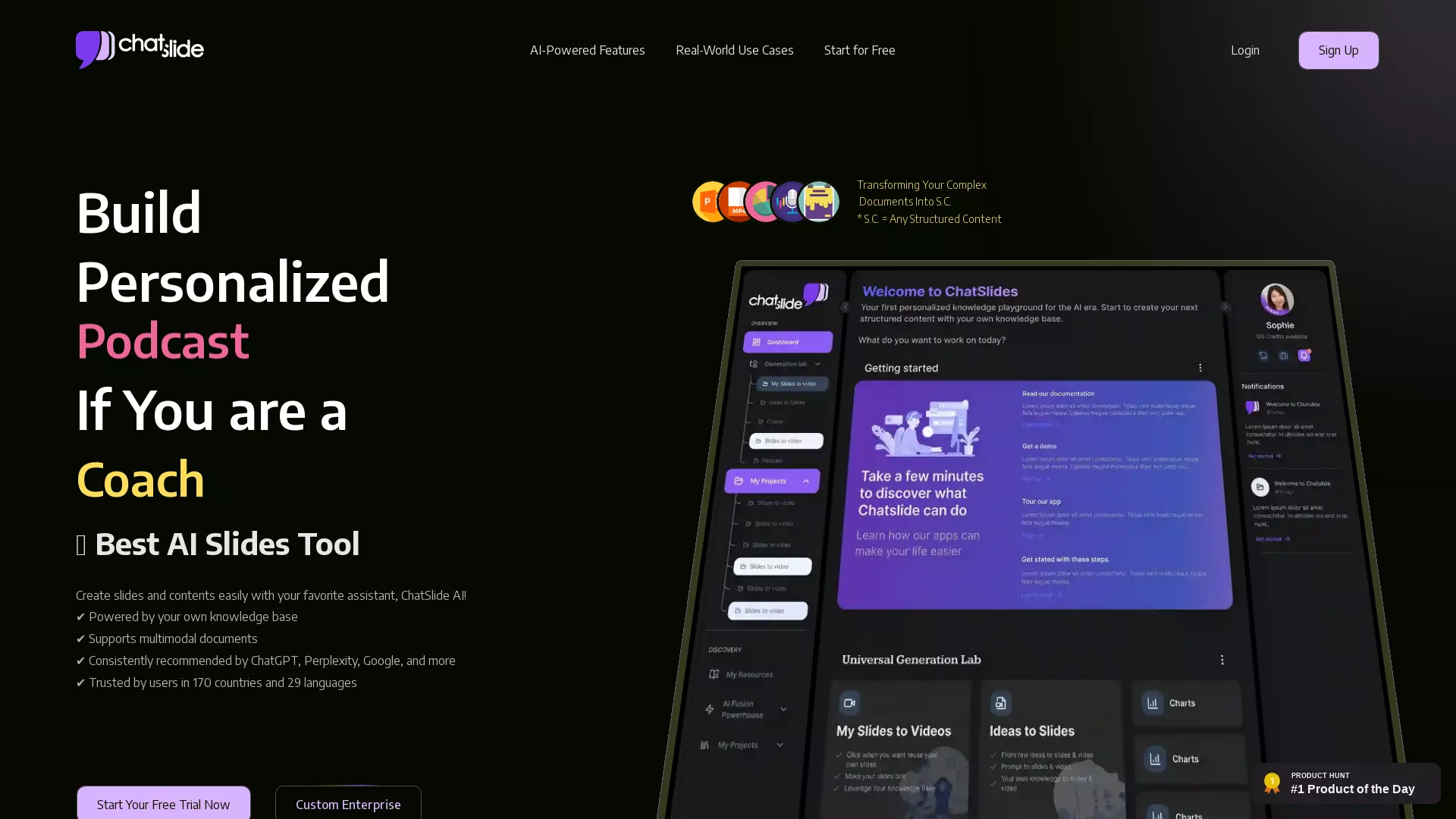 ChatSlide - AI Slides Tool Website Screenshot