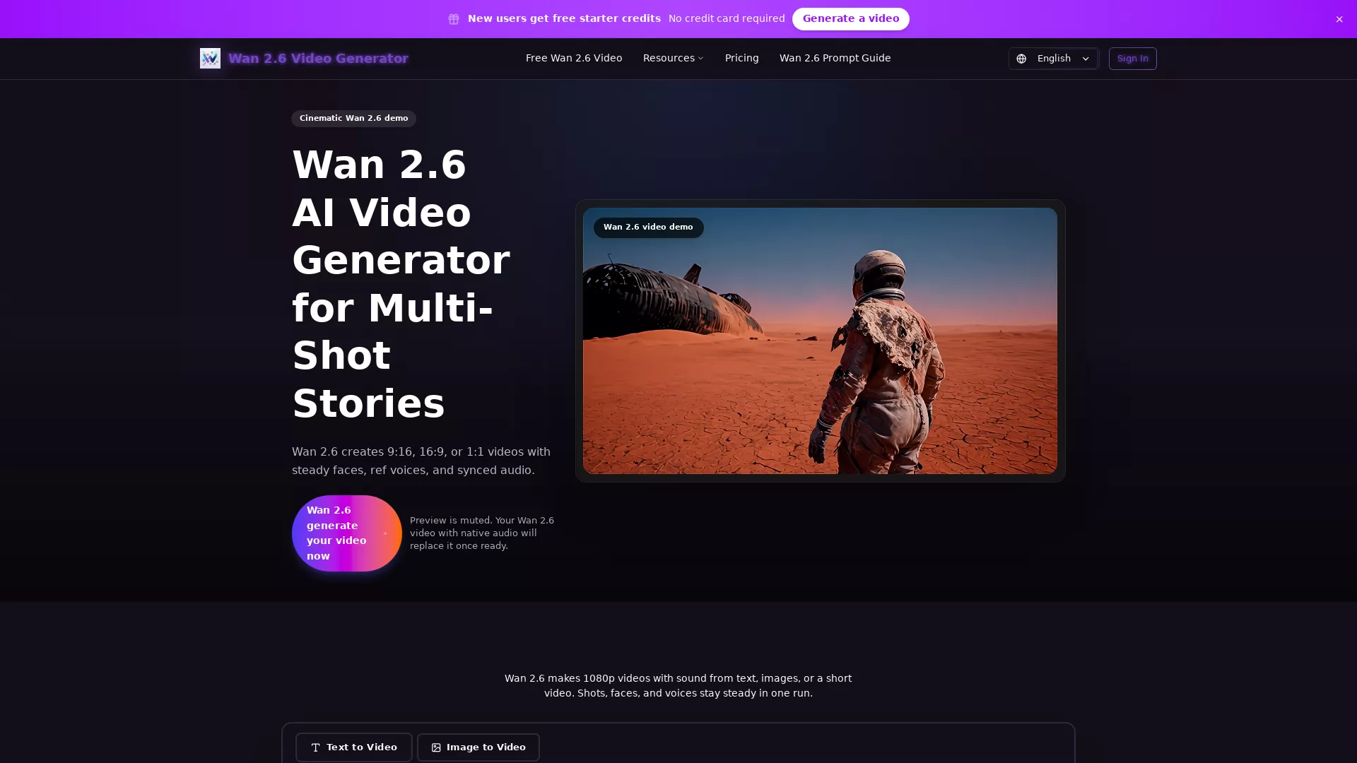 Wan26Org - AI Video Creation Website Screenshot