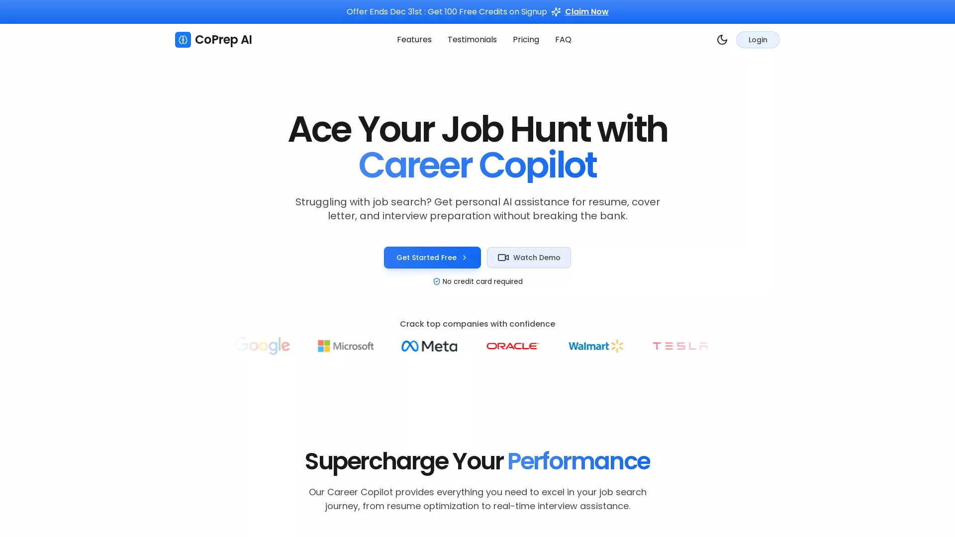 CoPrepAI - AI Interview Preparation Tool Website Screenshot