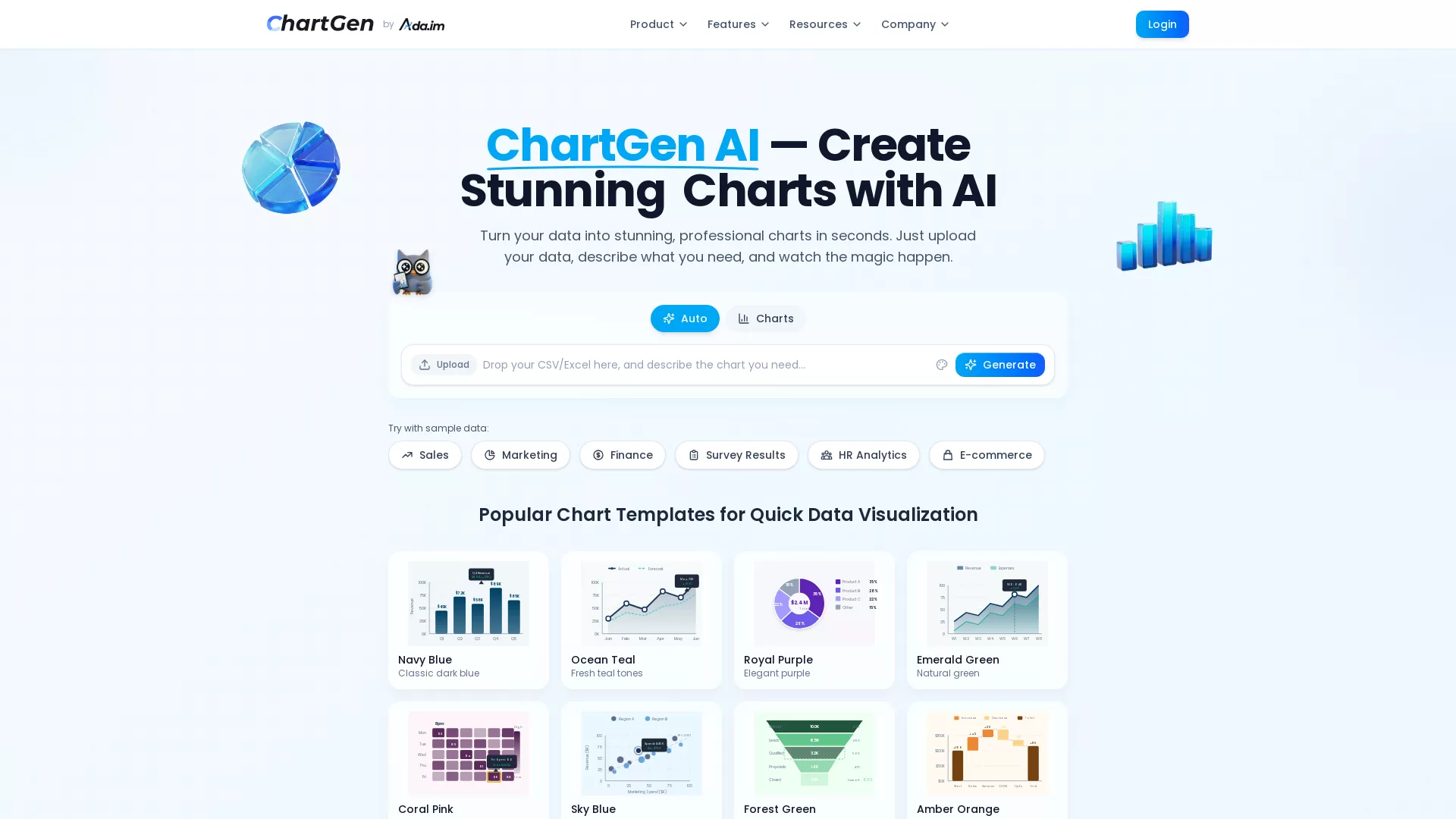 ChartGen - AI Data Visualization Website Screenshot