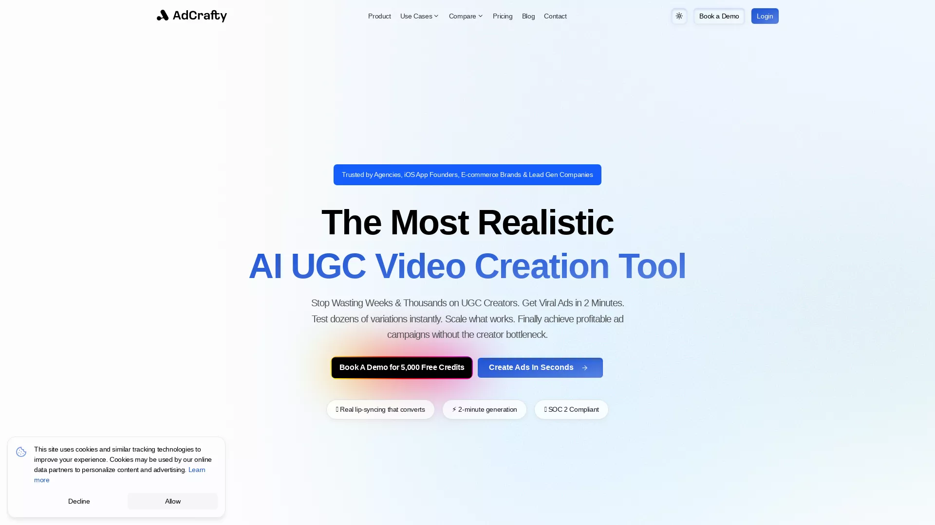 AdCraftyAI - AI Advertising Creative Website Screenshot