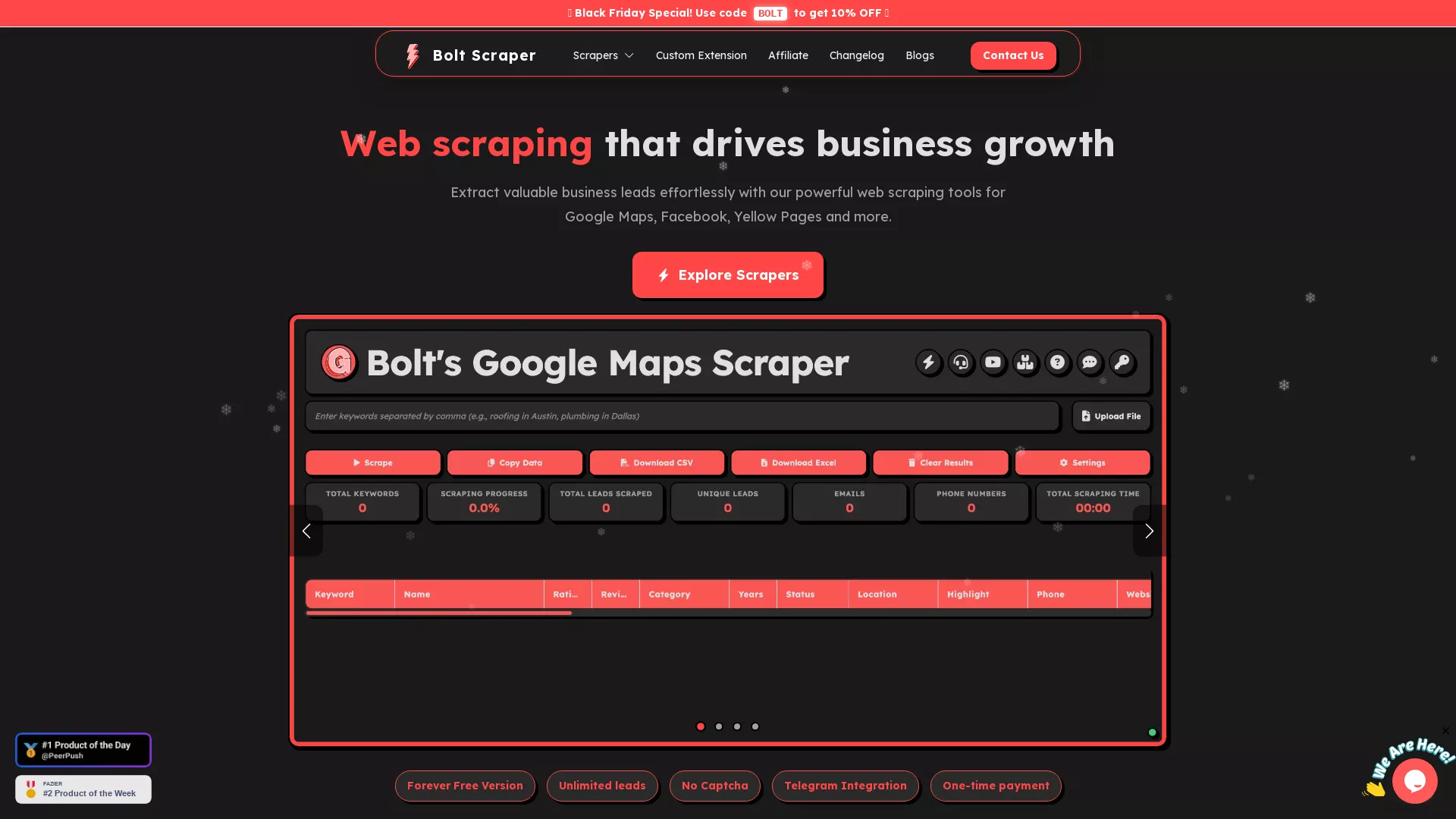 BoltScraper - AI Lead Generation Tool Website Screenshot