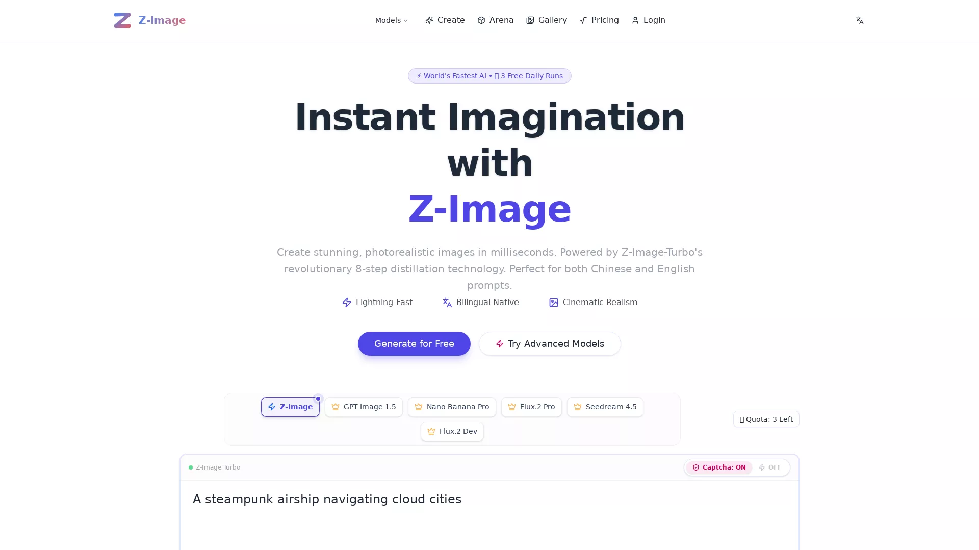 ZImage - AI Image Generation Website Screenshot