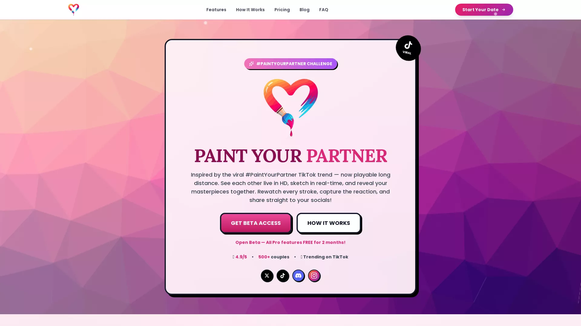 Paint Your Date - Virtual Dating Game Website Screenshot