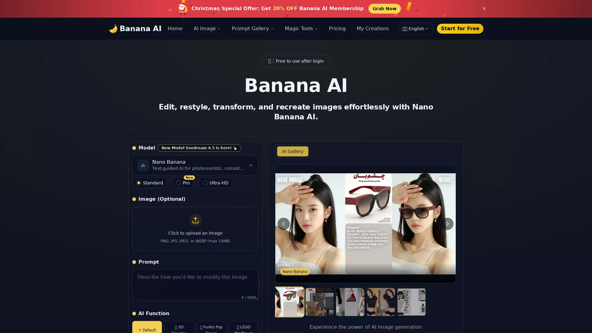 NanoBananaAI - AIImageGenerationAndEditing Website Screenshot