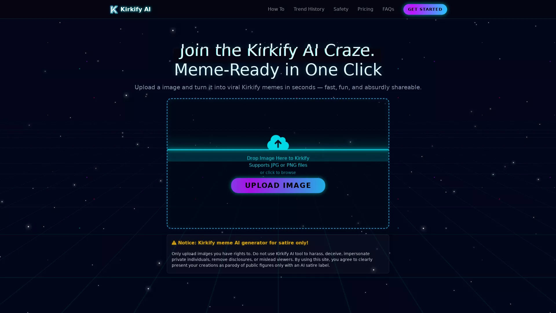 KirkifyAI - Kirkify AI Meme Generator Website Screenshot