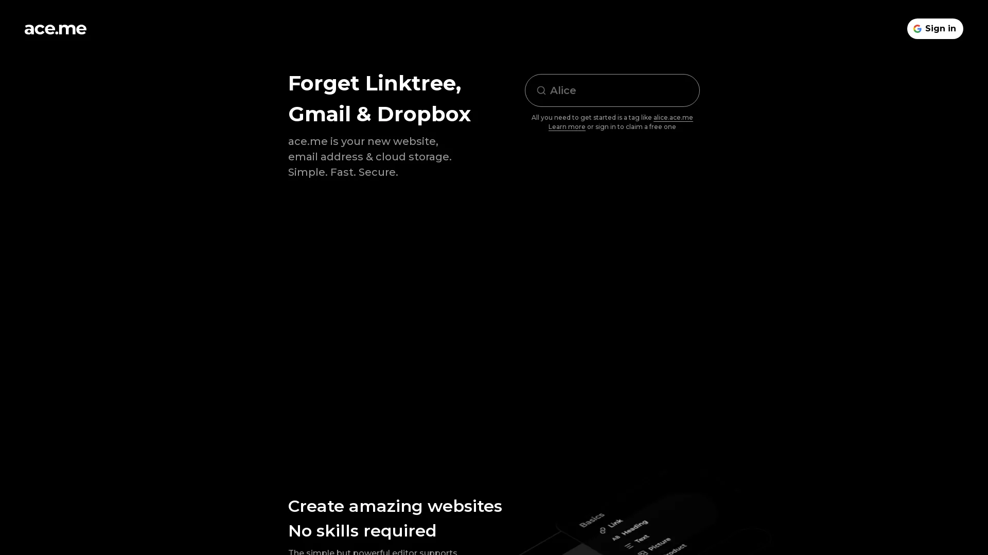 AceMe - AI Productivity App Website Screenshot