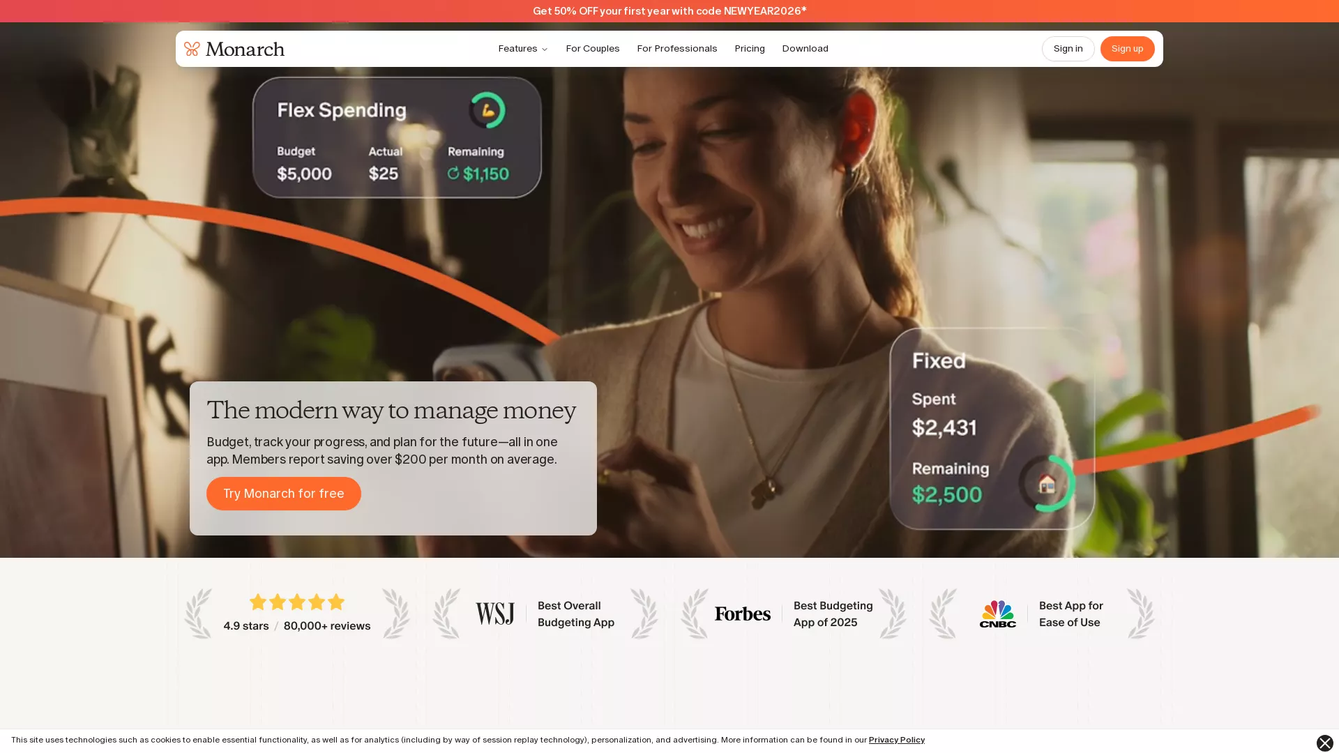 Monarch - AI Financial Coach Website Screenshot