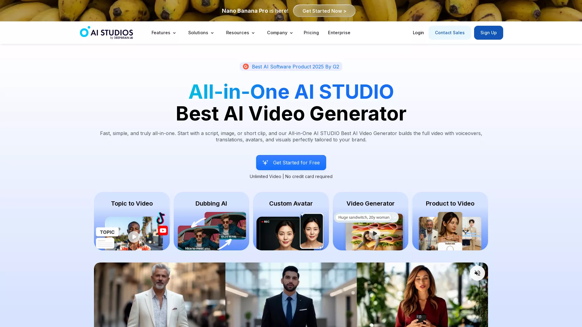 AI Studios - AI Video Generator Website Screenshot