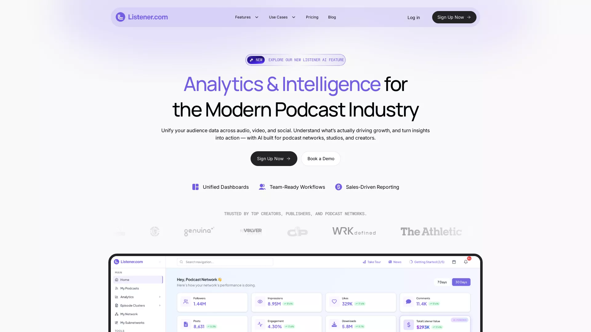 Listener - AI Podcast Post Production Tool Website Screenshot