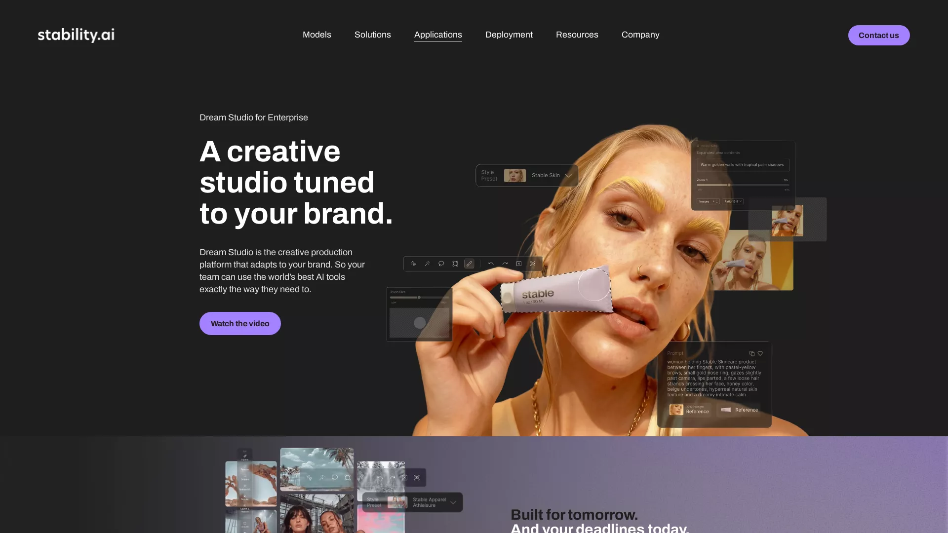 DreamStudio - AI Image Generation Tool Website Screenshot
