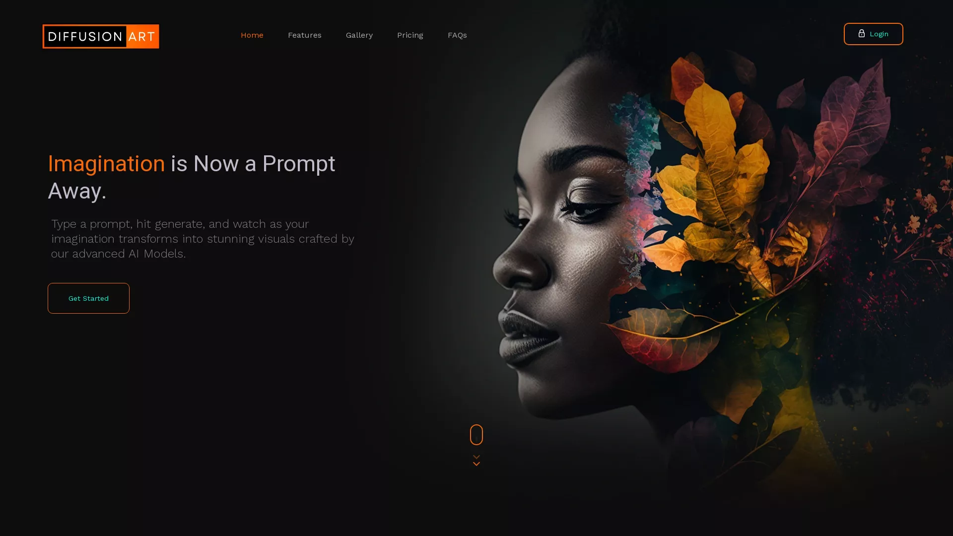 Diffusion Art - AI Art Generator Website Screenshot