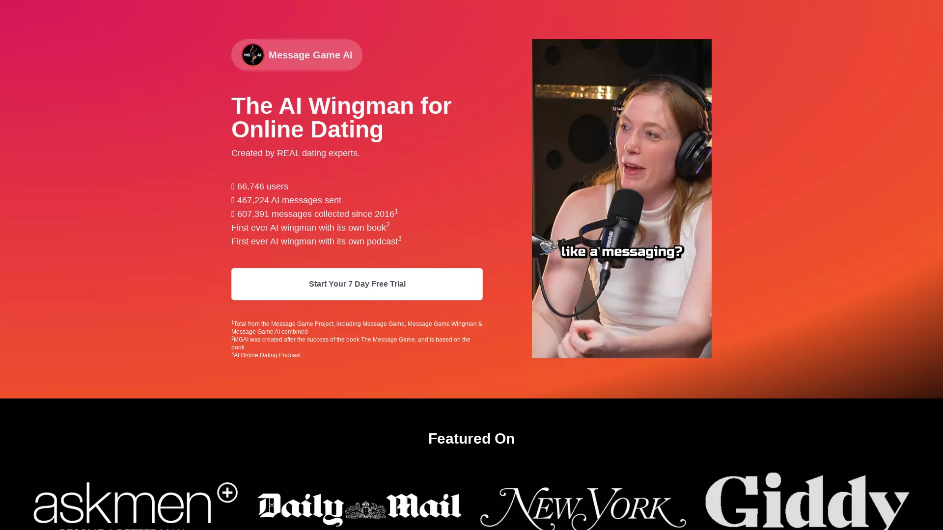 AGMI - AI Wingman Website Screenshot