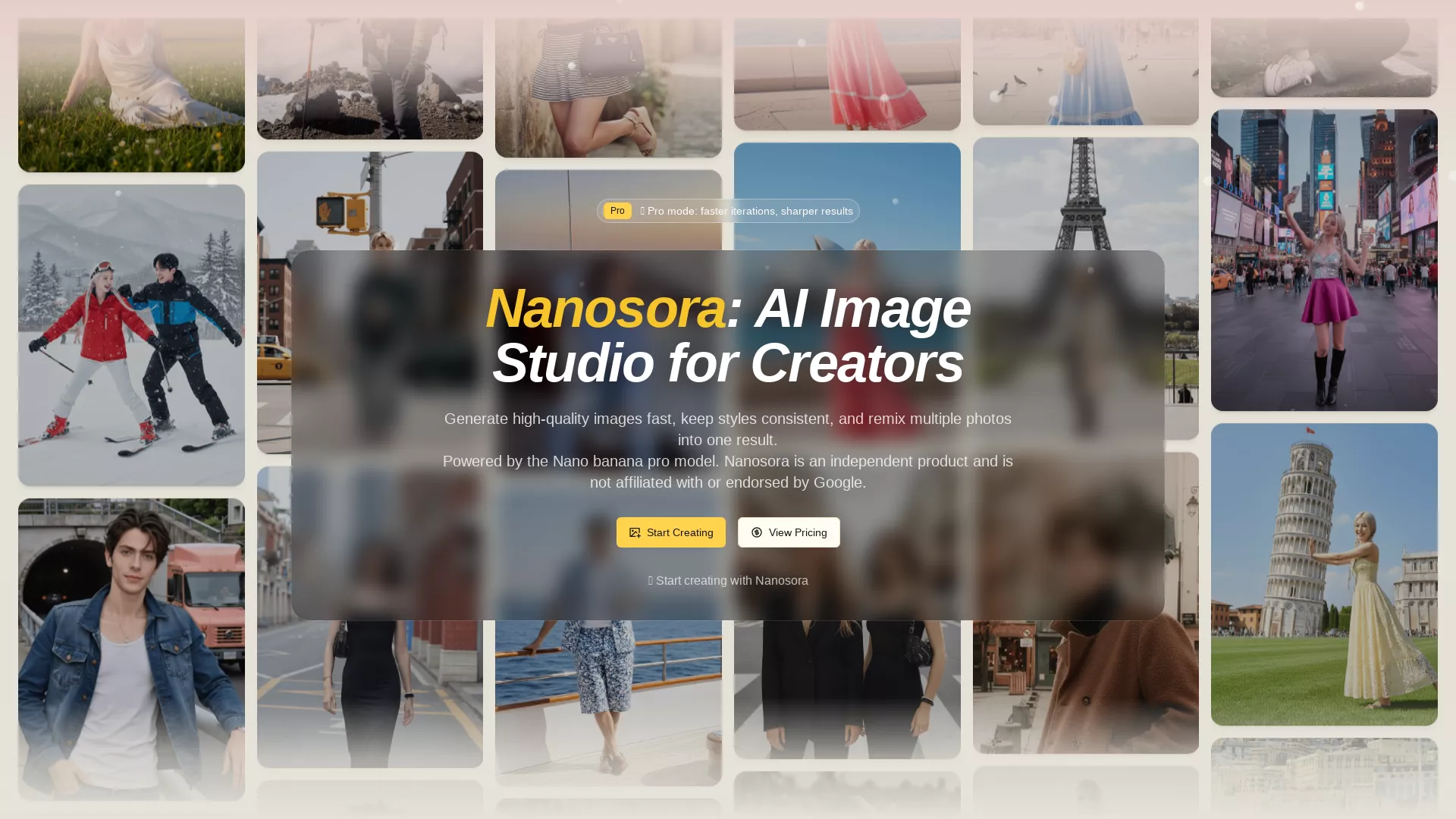Nanosora - AIImageEditingPlatform Website Screenshot