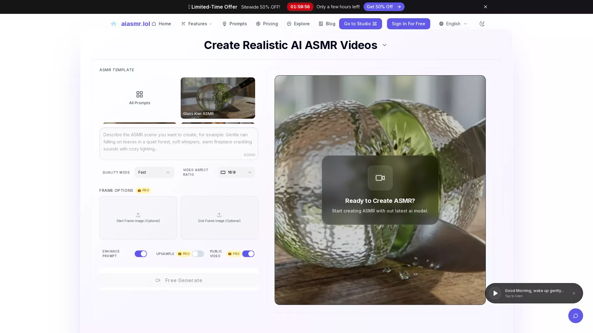 AIAsmrLol - AIASMRVideoGenerator Website Screenshot