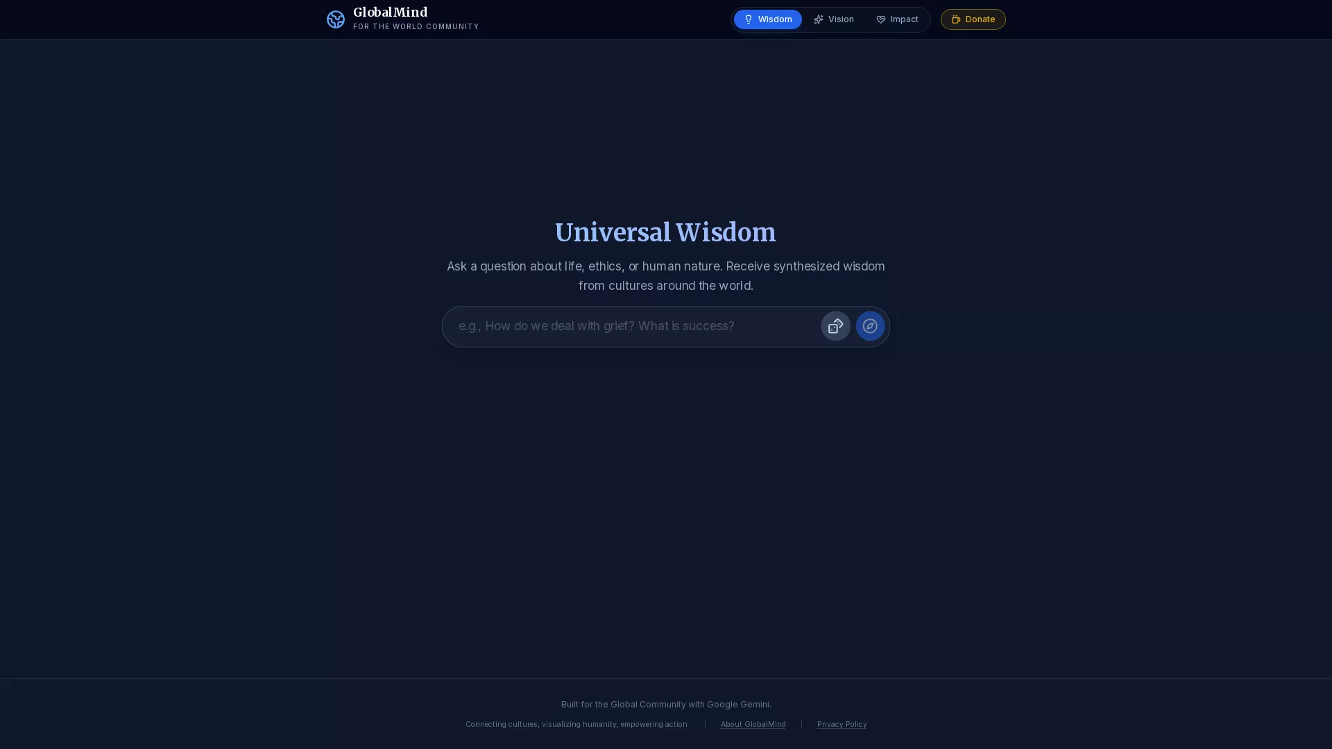 GlobalMind - Cultural Visualization AI Website Screenshot