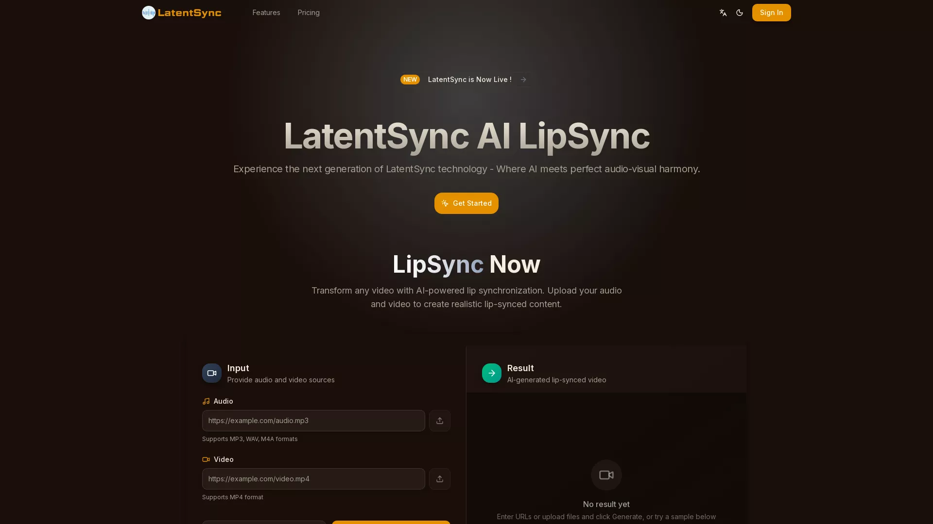 LatentSync - AI Lip Sync Website Screenshot