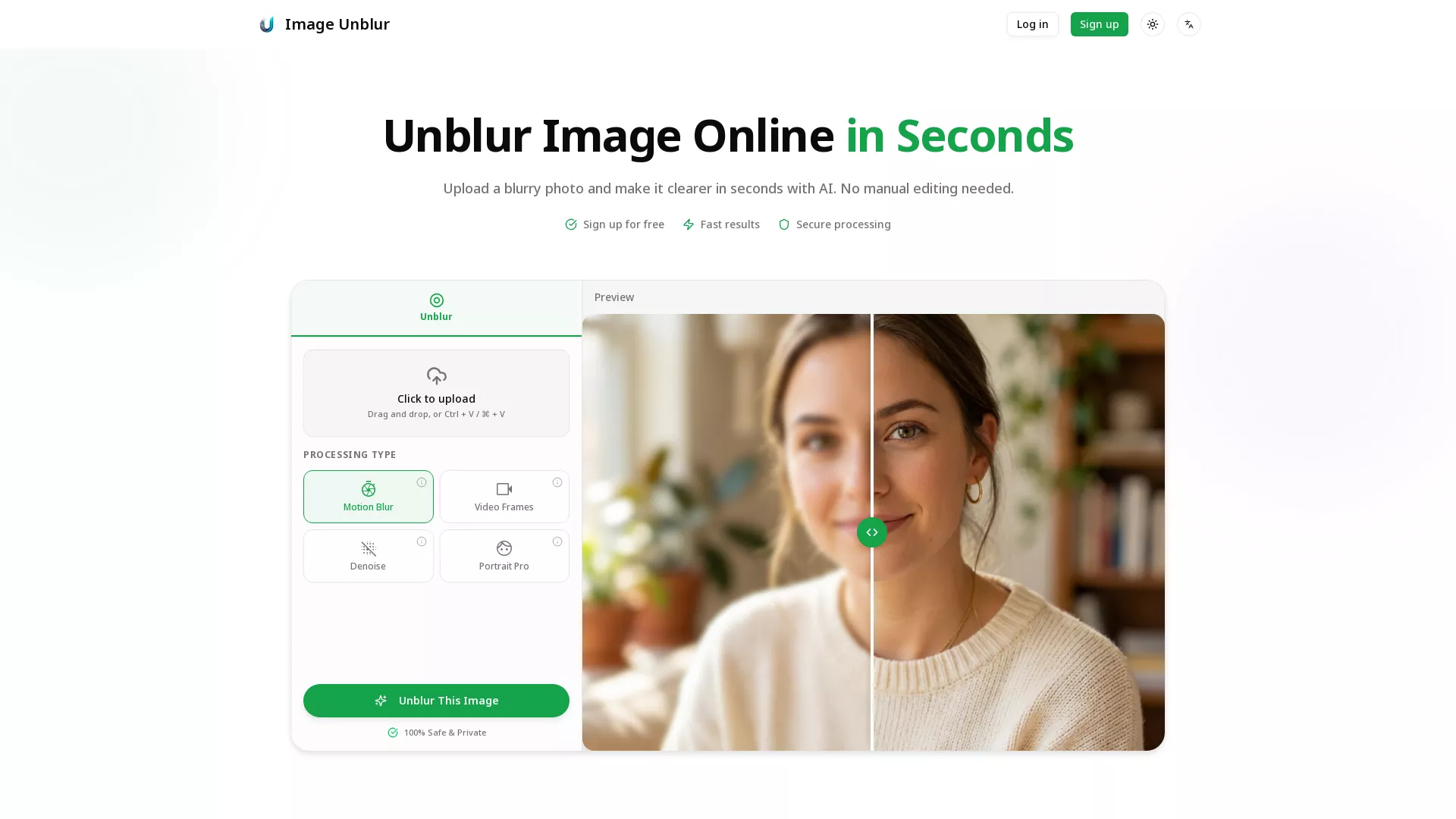 ImageUnblur - AI Image Enhancement Website Screenshot