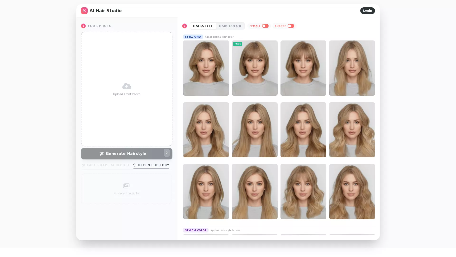 AIHairStudio - AI Hairstyle Visualization Website Screenshot