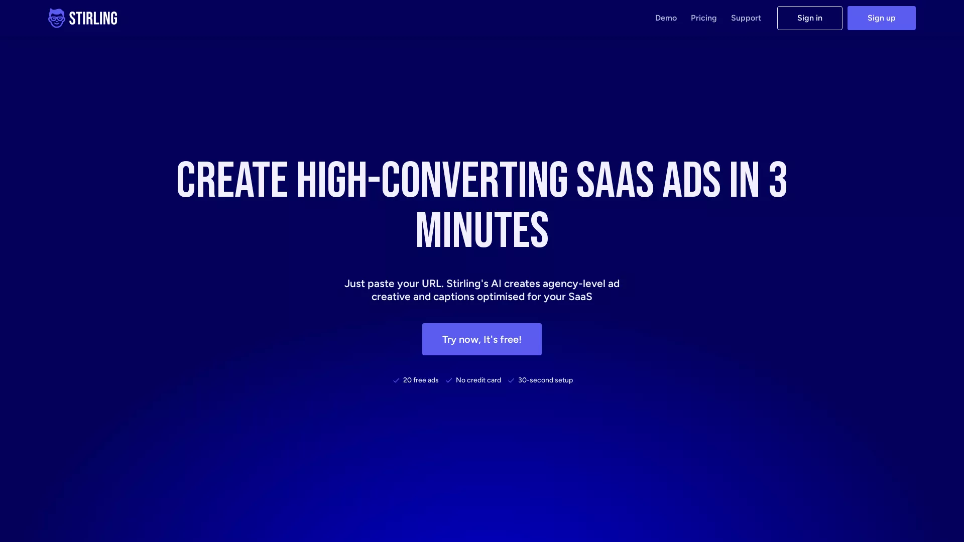 Stirling - AIAdGenerationForSaaS Website Screenshot