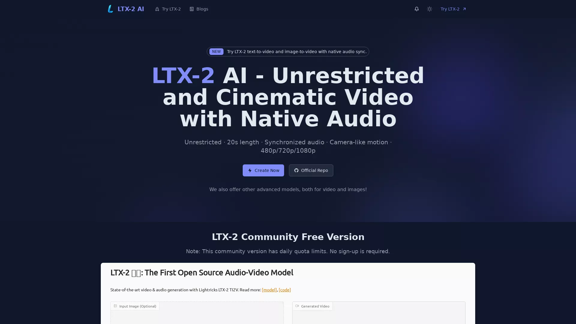 LTX-2AI - AI Video Generation Platform Website Screenshot