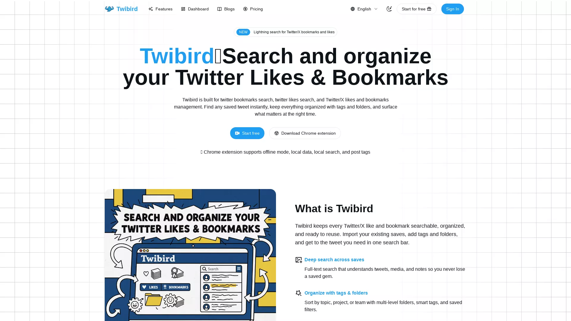 Twibird - Bookmark Organization Tool Website Screenshot