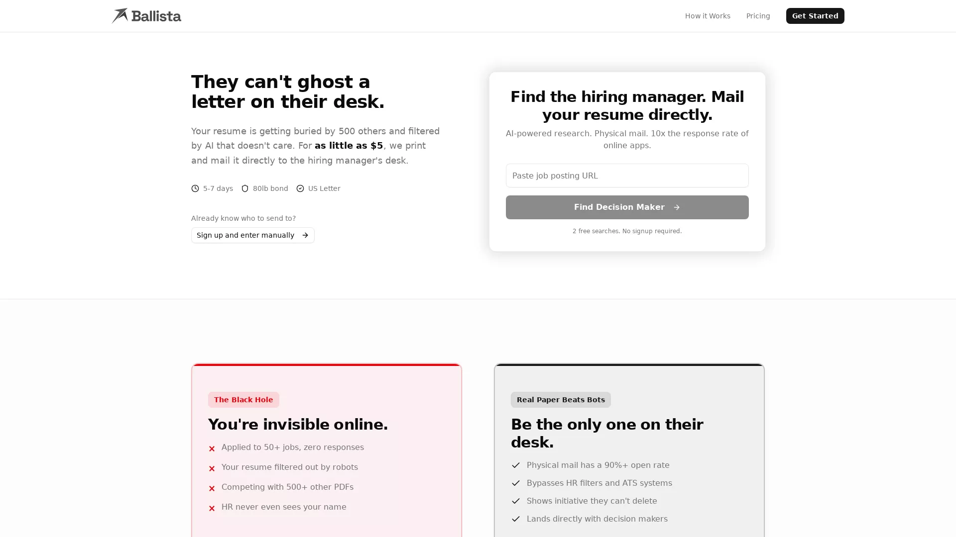 Ballista - Job Application Service Website Screenshot