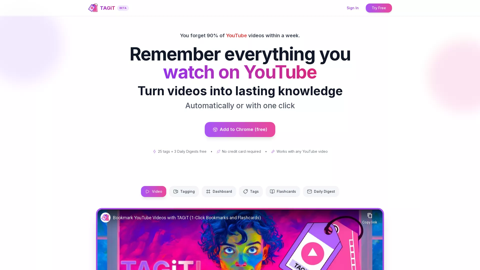 TAGiT - AI Memory Enhancement Website Screenshot