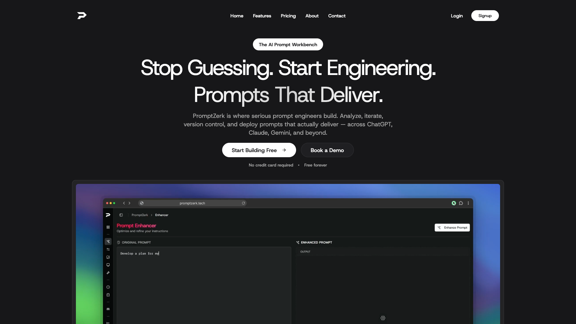 PromptZerk - AI Prompt Optimization Website Screenshot