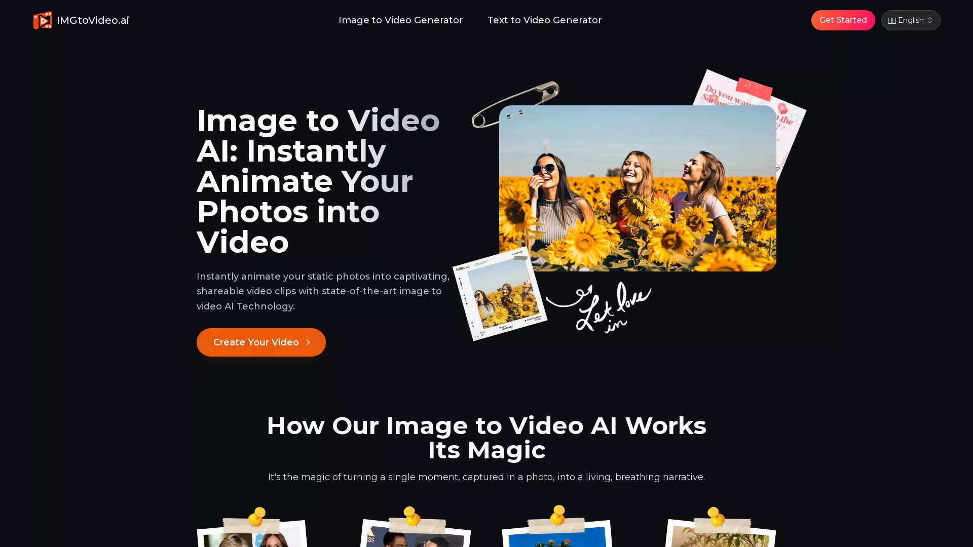 ImageToVideoAI - AI Video Generation Tool Website Screenshot
