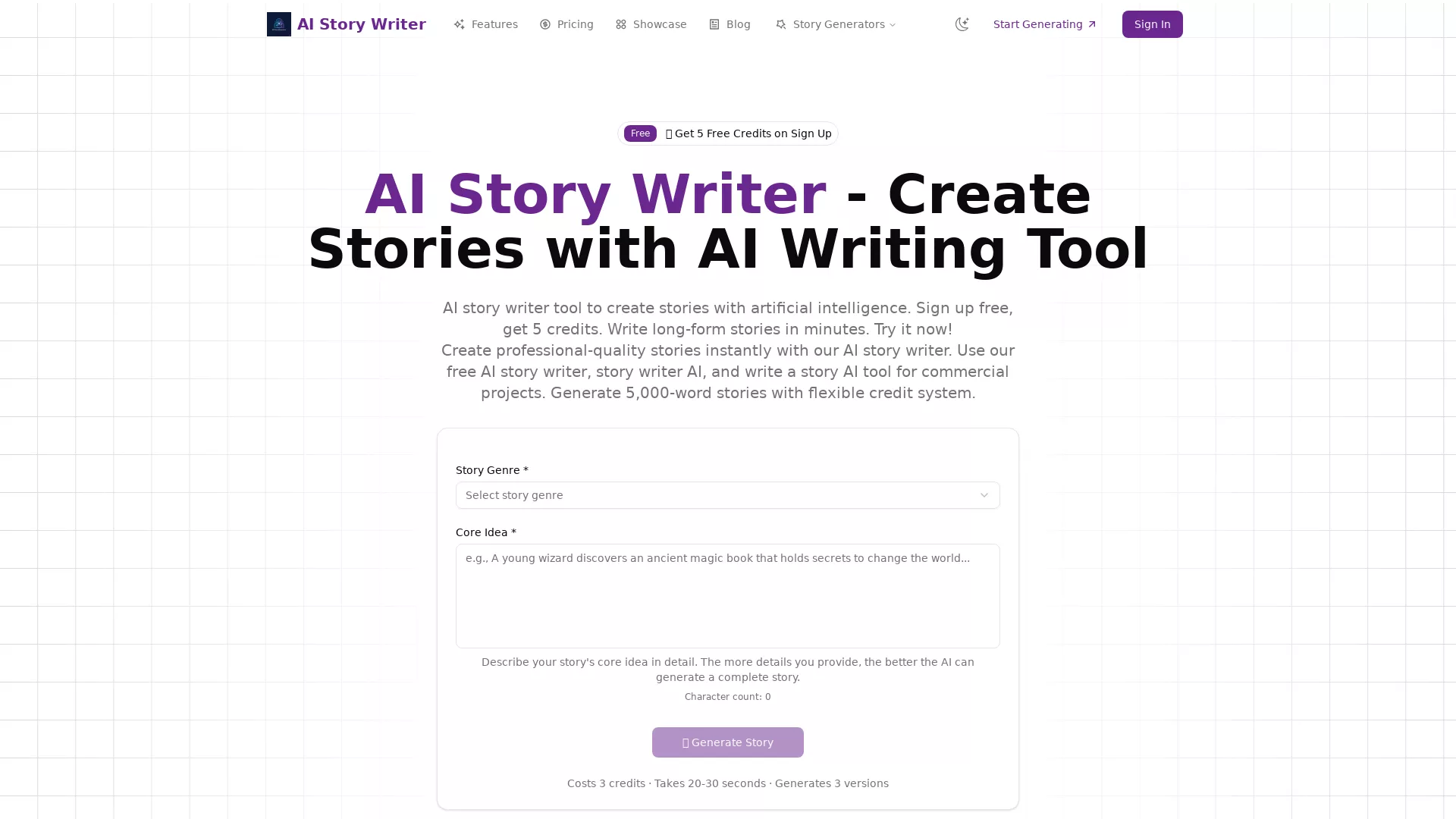 AIStoryWriter - Story Generation AI Website Screenshot