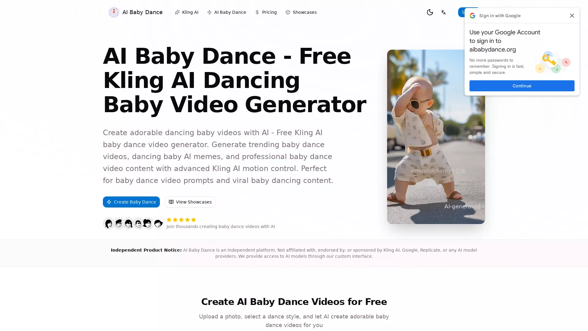 AIBabyDanceGenerator - AI Baby Dance Videos Website Screenshot