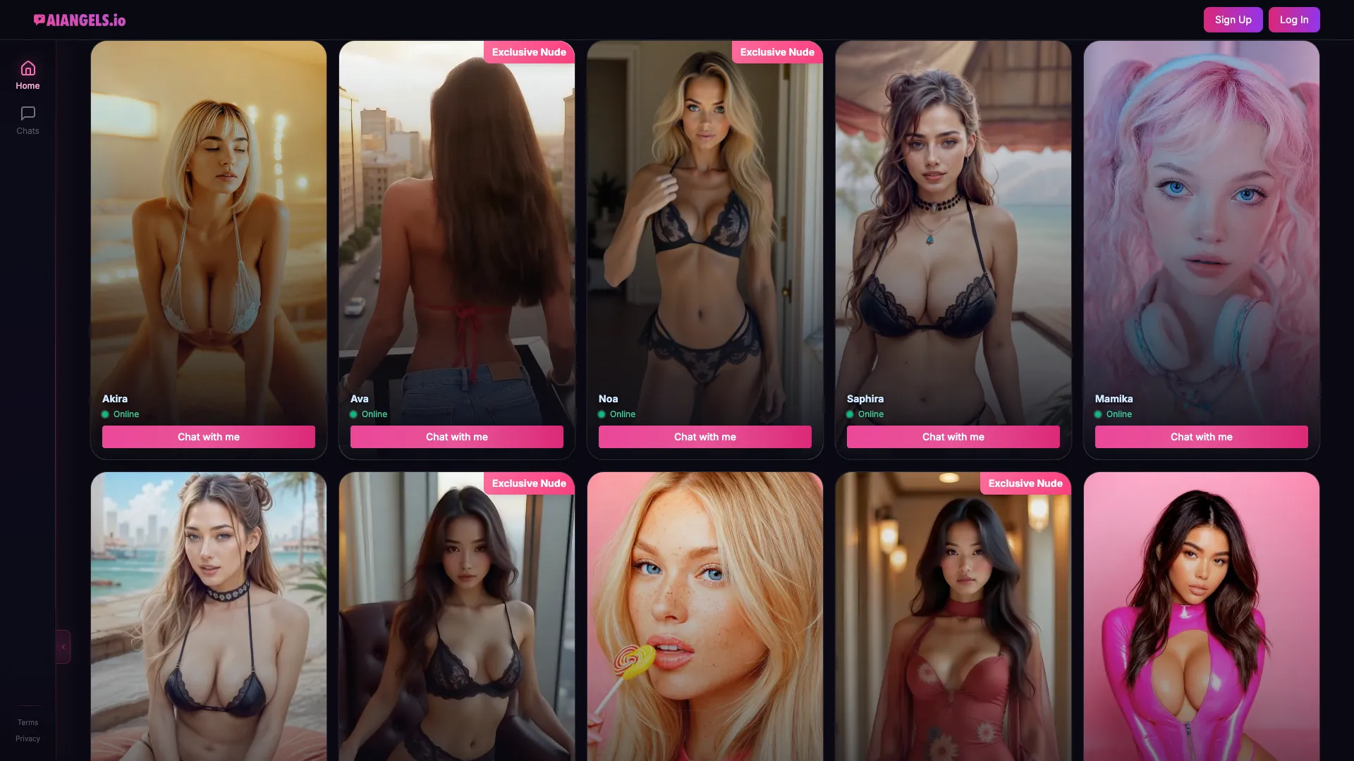 AiAngels - Adult AI Companion Website Screenshot