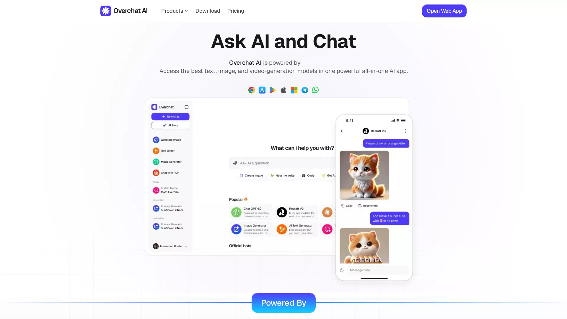 OverchatAI - AI Multi-Model Platform Website Screenshot