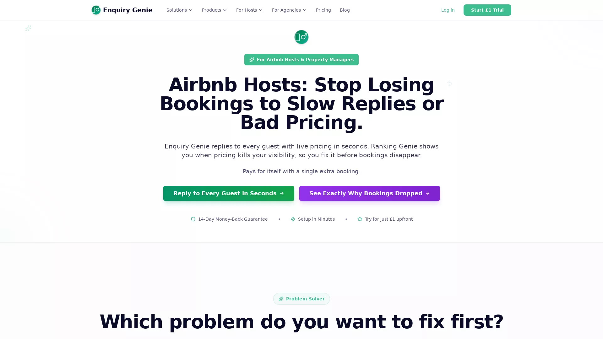 EnquiryGenieAI - Airbnb Optimization Website Screenshot