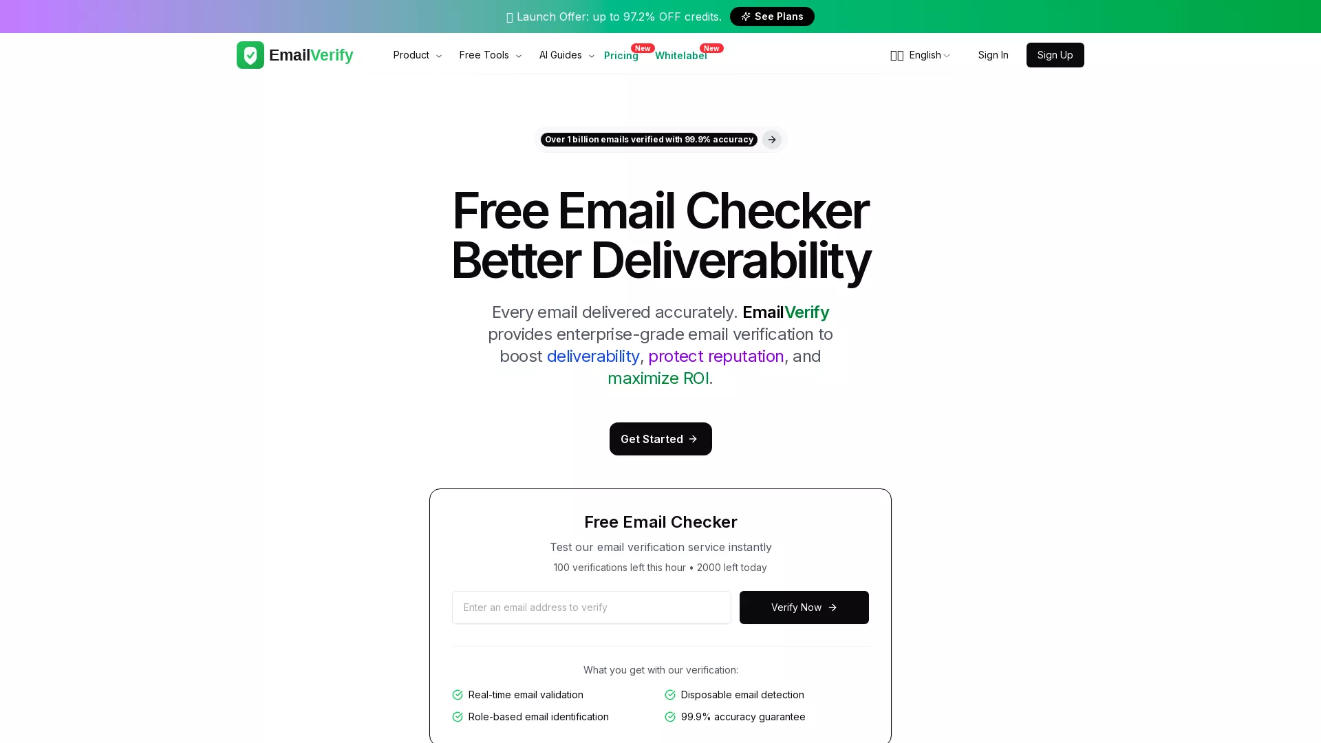 EmailVerify.ai - Email Verification Tool Website Screenshot