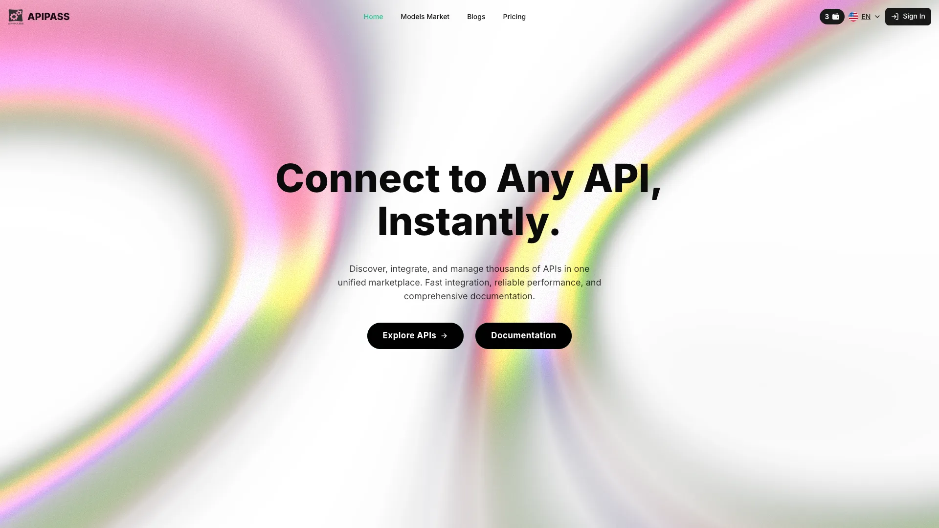 APIPass - AI Marketplace Platform Website Screenshot